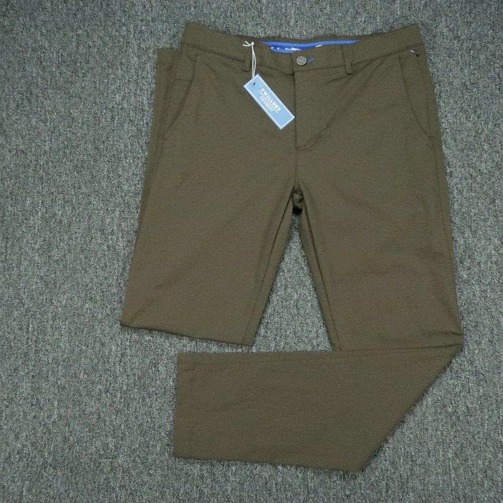 Twillory Pants Mens 32x32 Green Performance Stretch Chino Trouser Tailored Fit
